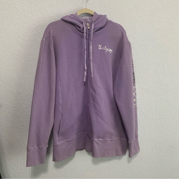 Thirty One Live. Share. Love. Plus Size Purple Full Zip Hoodie - Picture 1 of 9